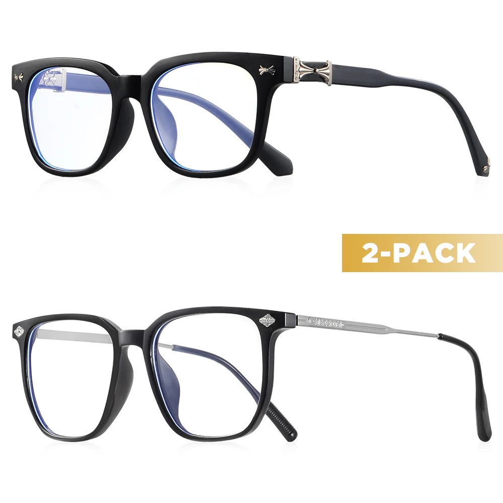 CRIXALIS 2PCS Classic Square Anti Blue Light Glasses Men Reading Books Glasses Women Prescription Eyewear Computer Eyeglasses - Image 5
