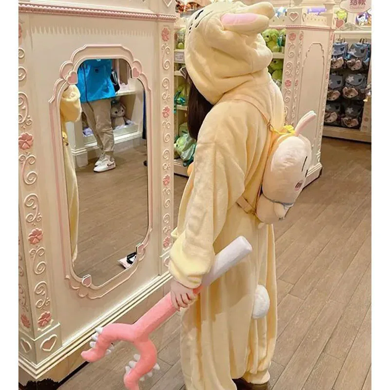 Kawaii Chiikawa Usagi Hachiware Plush Piece Pajamas Anime Cute Flannel Homewear Autumn Winter Girls Student Cartoon Nightwear - Image 4