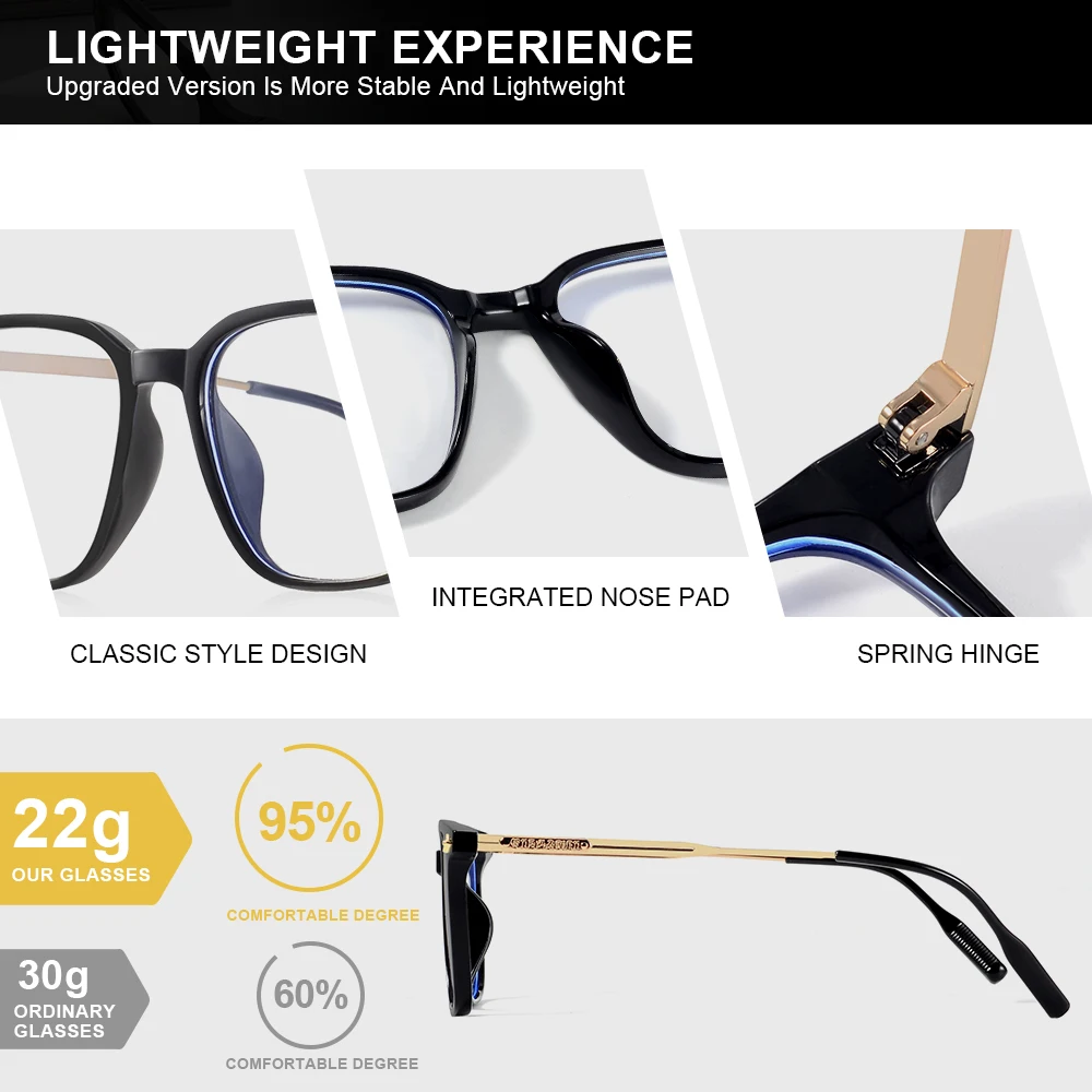 CRIXALIS 2PCS Classic Square Anti Blue Light Glasses Men Reading Books Glasses Women Prescription Eyewear Computer Eyeglasses - Image 3