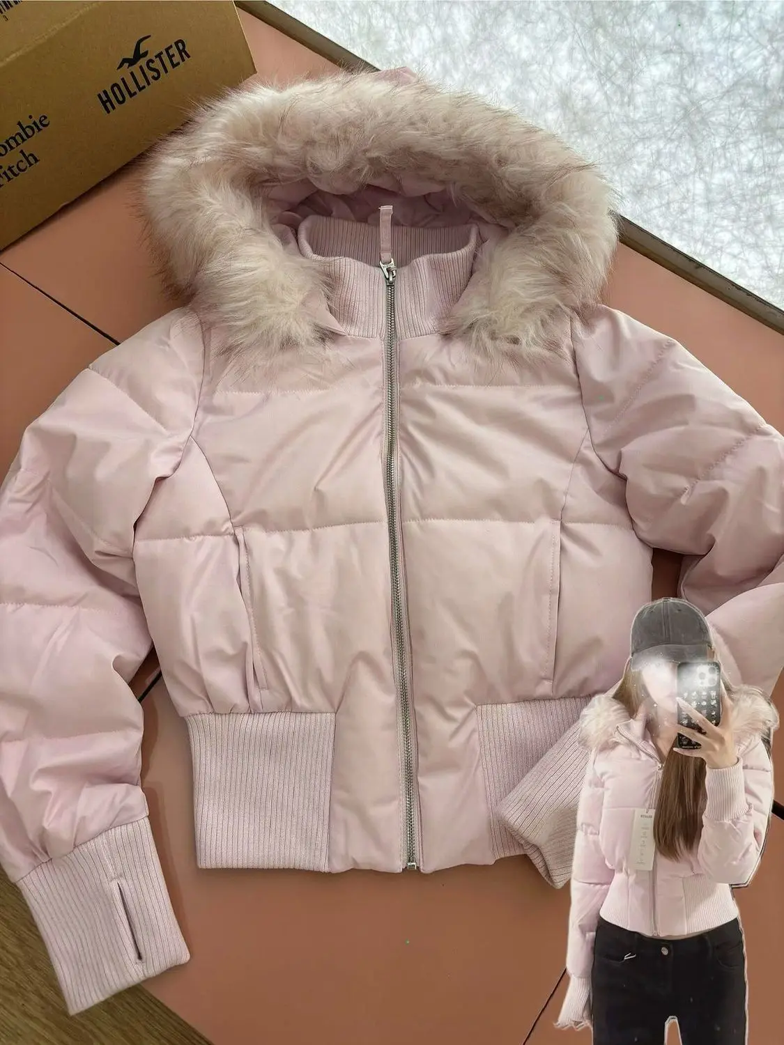 Fashion Women's Cotton Jacket Fur Collar Zipper Slim Waist Pocket Warm Thicken Coat Autumn Winter Hooded Jacket Lady Outwears - Image 6