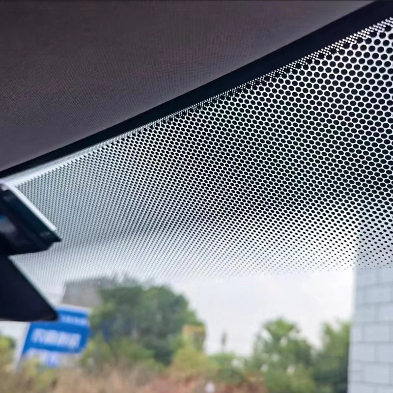 2m Car Sunshade Front Windshield Stickers Black Mesh Perforated Vinyl Window Tint Film Sunshade Decals Auto Decorative Stickers